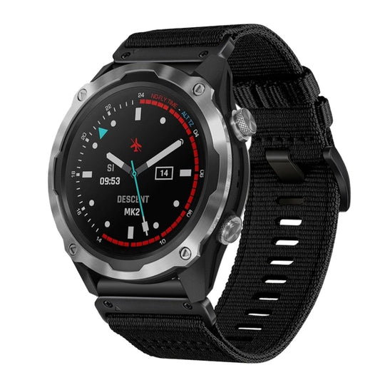 For Garmin Descent MK2 / MK2i Nylon Canvas Quick Release 26mm Watch Band(Black) by bashfashion