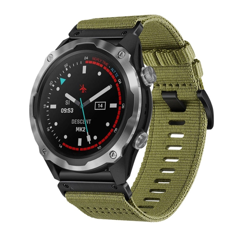For Garmin Descent MK2 / MK2i Nylon Canvas Quick Release 26mm Watch Band(Army Green) by bashfashion