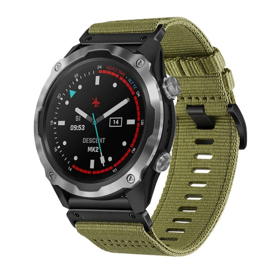 For Garmin Descent MK2 / MK2i Nylon Canvas Quick Release 26mm Watch Band(Army Green) by bashfashion