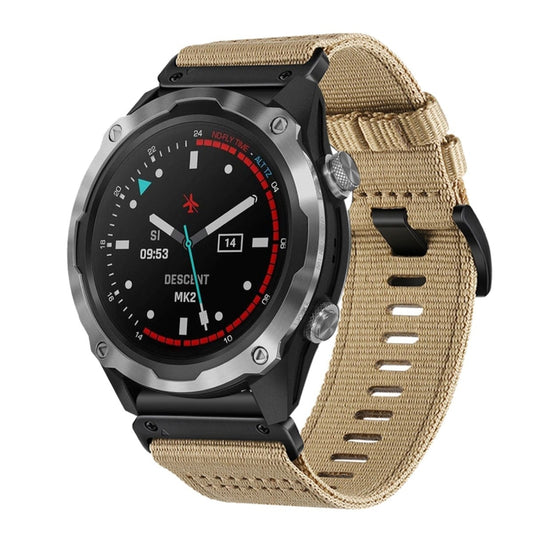 For Garmin Descent MK2 / MK2i Nylon Canvas Quick Release 26mm Watch Band(Khaki) by bashfashion