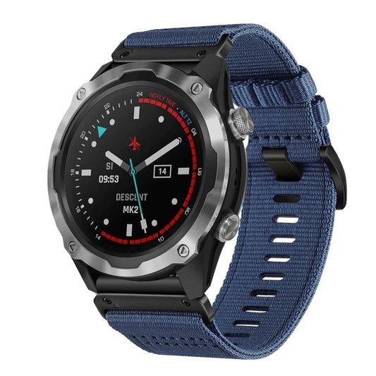 For Garmin Descent MK2 / MK2i Nylon Canvas Quick Release 26mm Watch Band(Blue) by bashfashion