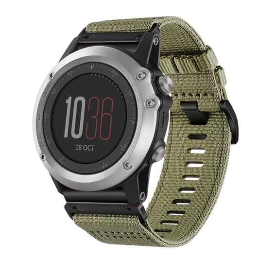For Garmin Fenix 3 / Fenix 3 HR Nylon Canvas Quick Release 26mm Watch Band(Olive Green) by bashfashion