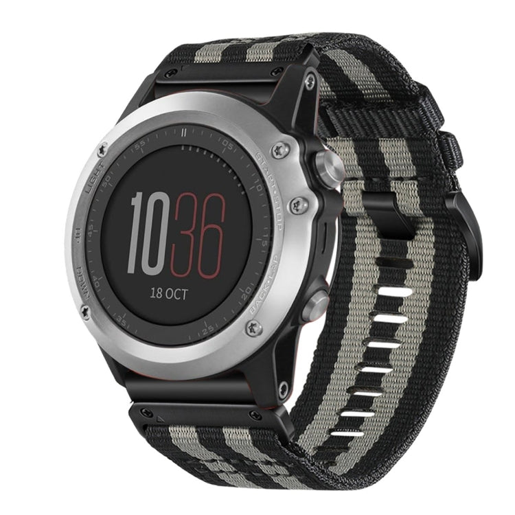 For Garmin Fenix 3 / Fenix 3 HR Nylon Canvas Quick Release 26mm Watch Band(Black Gray) by bashfashion