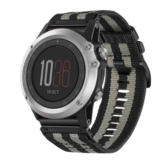 For Garmin Fenix 3 / Fenix 3 HR Nylon Canvas Quick Release 26mm Watch Band(Black Gray) by bashfashion