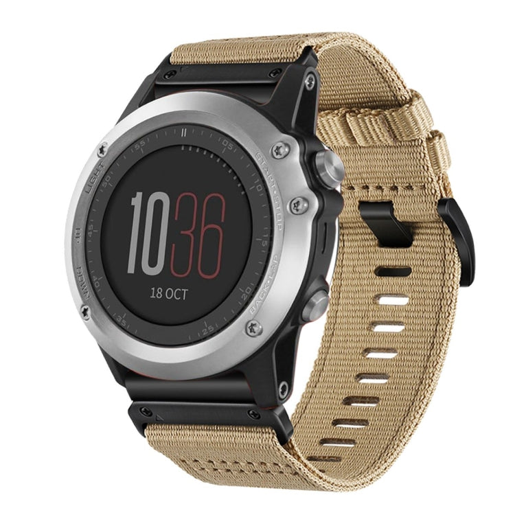 For Garmin Fenix 3 / Fenix 3 HR Nylon Canvas Quick Release 26mm Watch Band(Khaki) by bashfashion