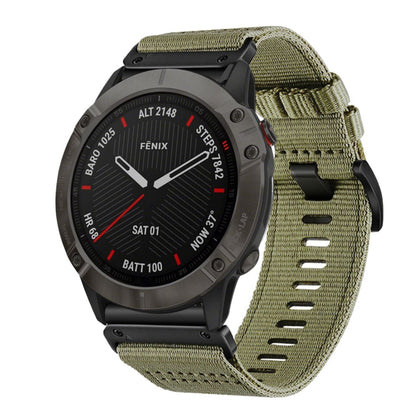 For Garmin Fenix 6X / 6X Pro Nylon Canvas Quick Release 26mm Watch Band(Olive Green) by bashfashion