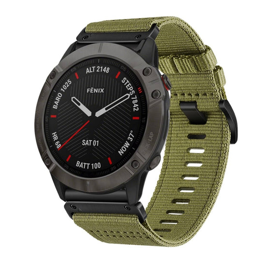 For Garmin Fenix 6X / 6X Pro Nylon Canvas Quick Release 26mm Watch Band(Army Green) by bashfashion