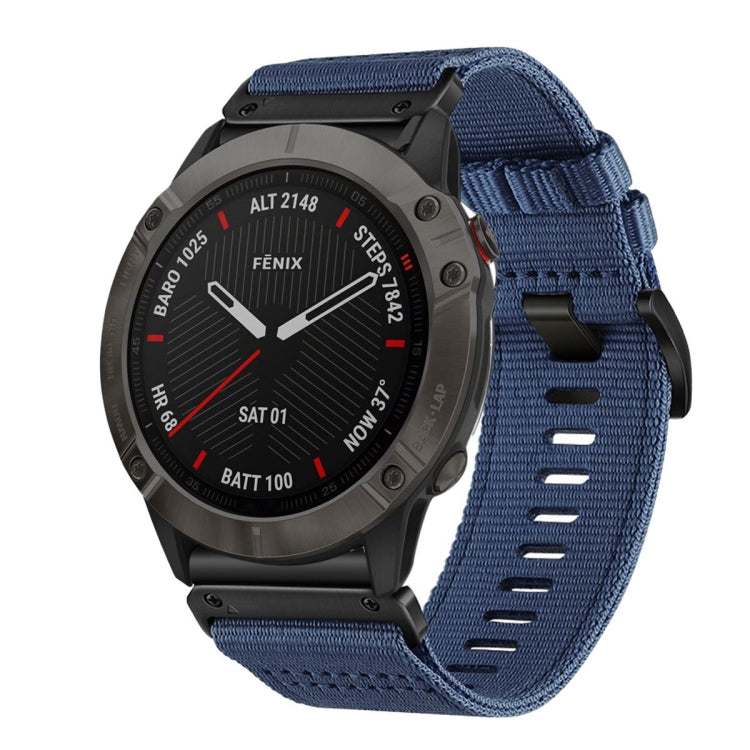 For Garmin Fenix 6X / 6X Pro Nylon Canvas Quick Release 26mm Watch Band(Blue) by bashfashion