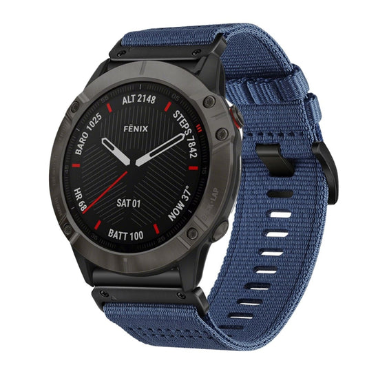 For Garmin Fenix 6X / 6X Pro Nylon Canvas Quick Release 26mm Watch Band(Blue) by bashfashion