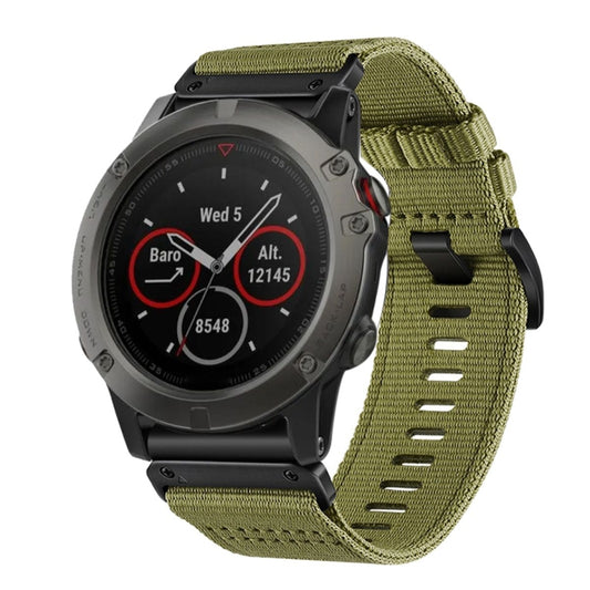 For Garmin Fenix 5X / 5X Puls Nylon Canvas Quick Release 26mm Watch Band(Army Green) by bashfashion
