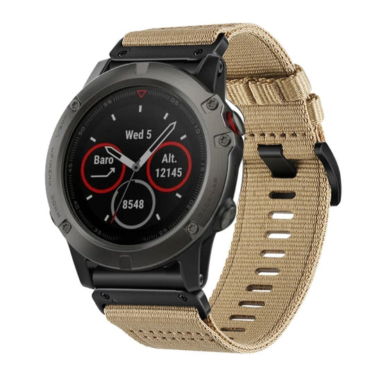 For Garmin Fenix 5X / 5X Puls Nylon Canvas Quick Release 26mm Watch Band(Khaki) by bashfashion