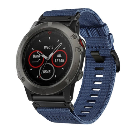 For Garmin Fenix 5X / 5X Puls Nylon Canvas Quick Release 26mm Watch Band(Blue) by bashfashion