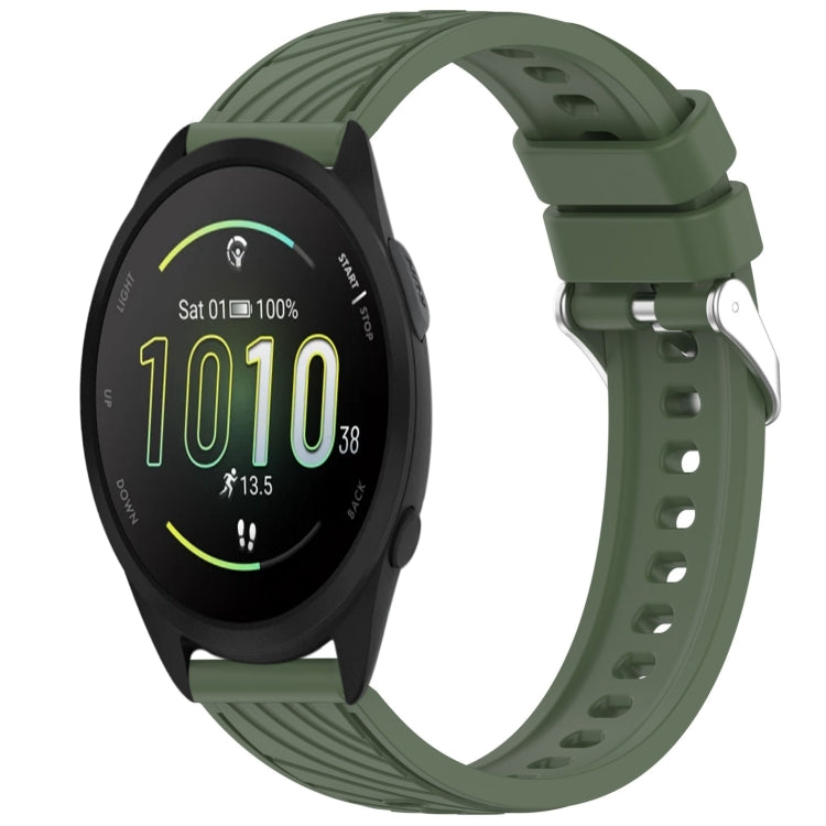 For Garmin Forerunner 165 Stripe Texture Silicone 20mm Watch Band(Dark Green) by bashfashion