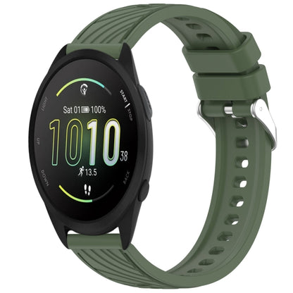 For Garmin Forerunner 165 Stripe Texture Silicone 20mm Watch Band(Dark Green) by bashfashion