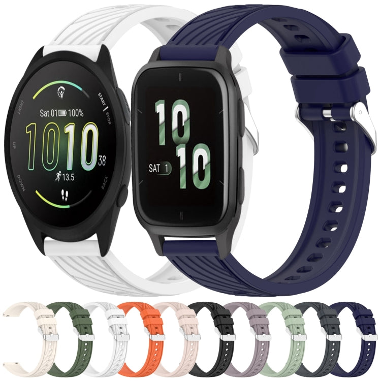 For Garmin Forerunner 165 Stripe Texture Silicone 20mm Watch Band(Dark Green) by bashfashion