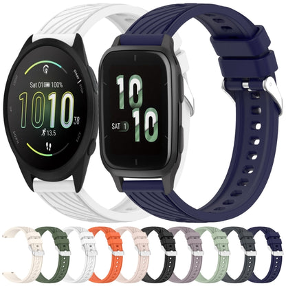 For Garmin Forerunner 165 Stripe Texture Silicone 20mm Watch Band(Dark Green) by bashfashion