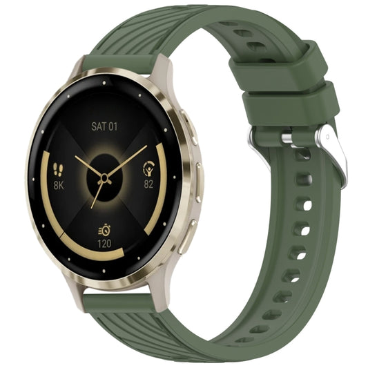 For Garmin Venu 3S Stripe Texture 18mm Silicone Watch Band(Dark Green) by bashfashion