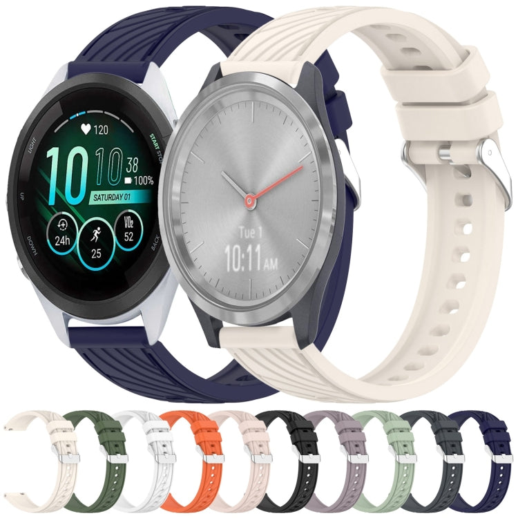 For Garmin Venu 3S Stripe Texture 18mm Silicone Watch Band(Dark Green) by bashfashion