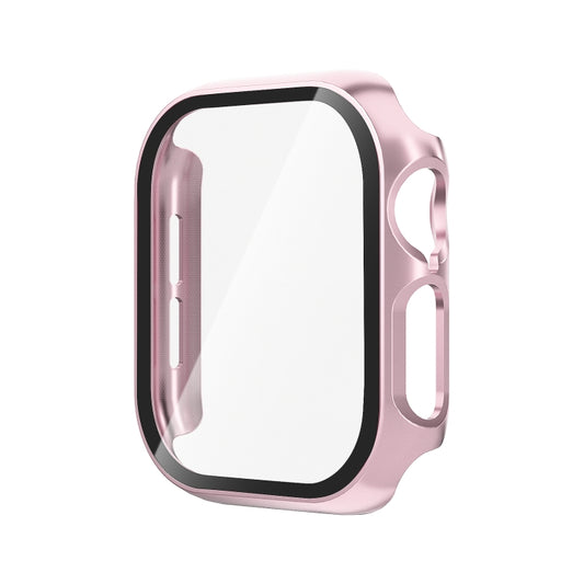 For Apple Watch Series 11 / 10 46mm Tempered Glass Film Integrated PC Watch Case(Rose Pink) by bashfashion