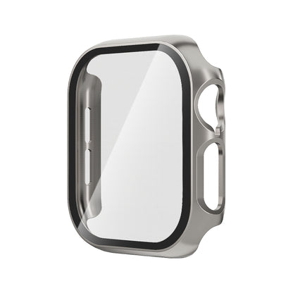 For Apple Watch Series 11 / 10 46mm Tempered Glass Film Integrated PC Watch Case(Titanium Grey) by bashfashion