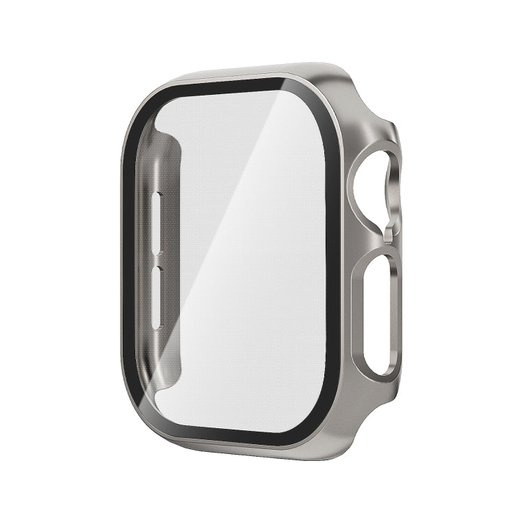 For Apple Watch Series 11 / 10 42mm Tempered Glass Film Integrated PC Watch Case(Titanium Grey) by bashfashion