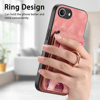 For iPhone 16e Retro Splitable Magnetic Stand Card Bag Leather Phone Case(Pink) by bashfashion