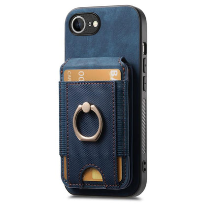 For iPhone 16e Retro Splitable Magnetic Stand Card Bag Leather Phone Case(Blue) by bashfashion