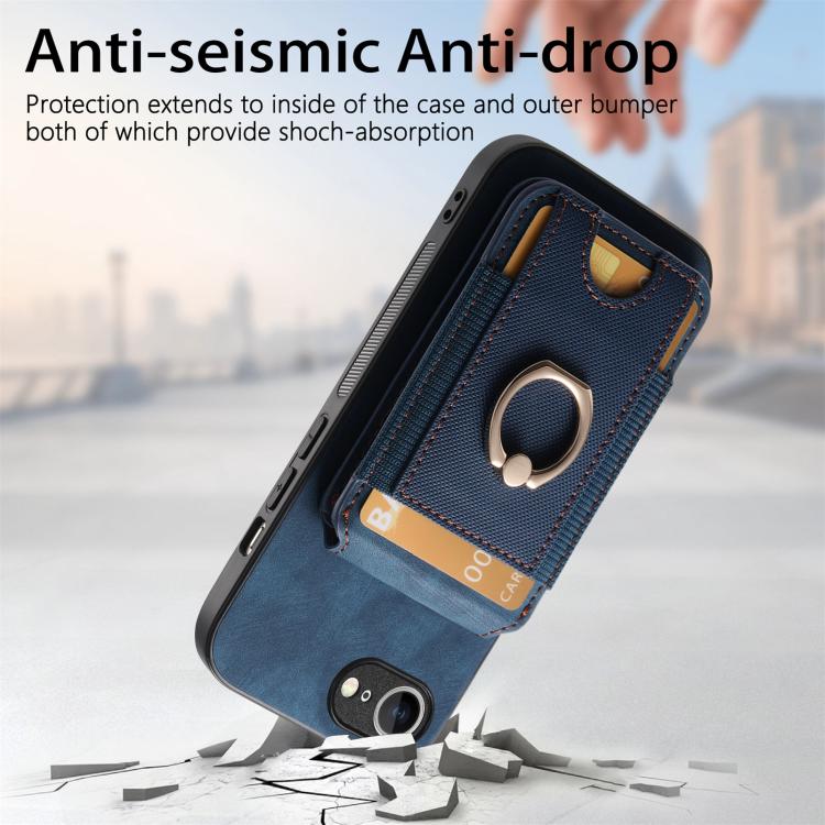 For iPhone 16e Retro Splitable Magnetic Stand Card Bag Leather Phone Case(Blue) by bashfashion
