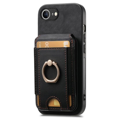 For iPhone 16e Retro Splitable Magnetic Stand Card Bag Leather Phone Case(Black) by bashfashion