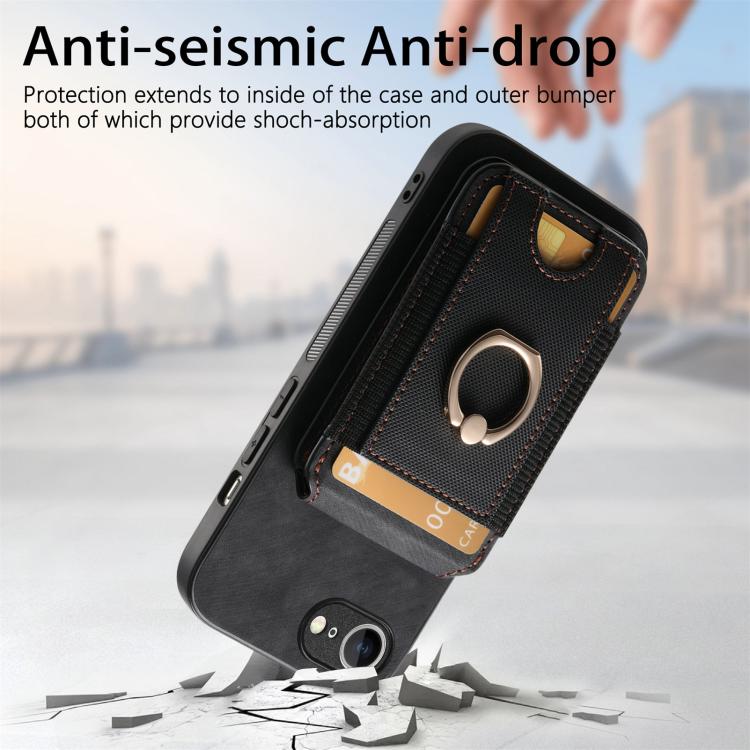 For iPhone 16e Retro Splitable Magnetic Stand Card Bag Leather Phone Case(Black) by bashfashion