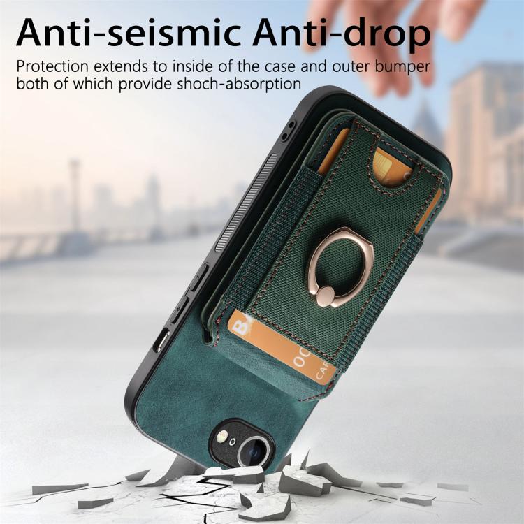 For iPhone 16e Retro Splitable Magnetic Stand Card Bag Leather Phone Case(Green) by bashfashion