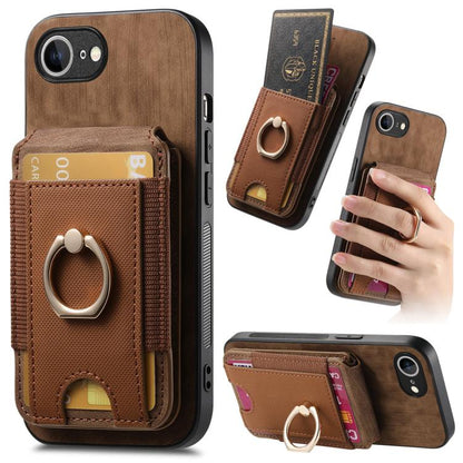 For iPhone 16e Retro Splitable Magnetic Stand Card Bag Leather Phone Case(Brown) by bashfashion
