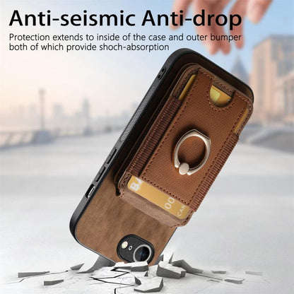 For iPhone 16e Retro Splitable Magnetic Stand Card Bag Leather Phone Case(Brown) by bashfashion