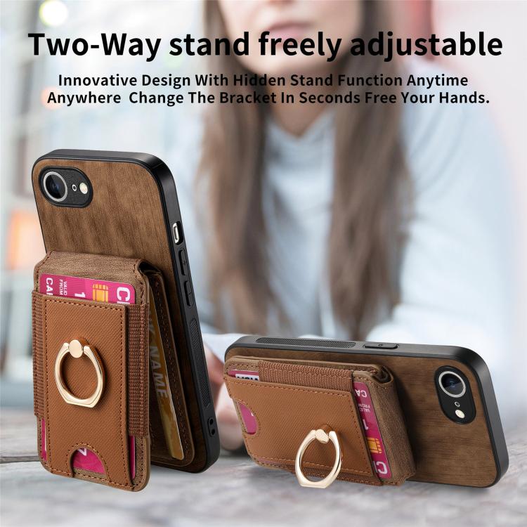For iPhone 16e Retro Splitable Magnetic Stand Card Bag Leather Phone Case(Brown) by bashfashion