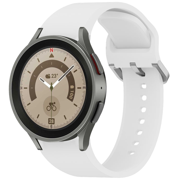 For Samsung Galaxy Watch 5 Pro Solid Color Colorful Buckle Quick Release Silicone Watch Band(White) by bashfashion