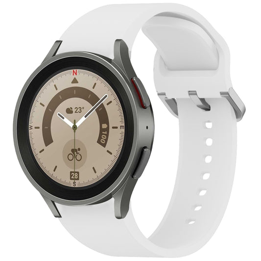 For Samsung Galaxy Watch 5 Pro Solid Color Colorful Buckle Quick Release Silicone Watch Band(White) by bashfashion