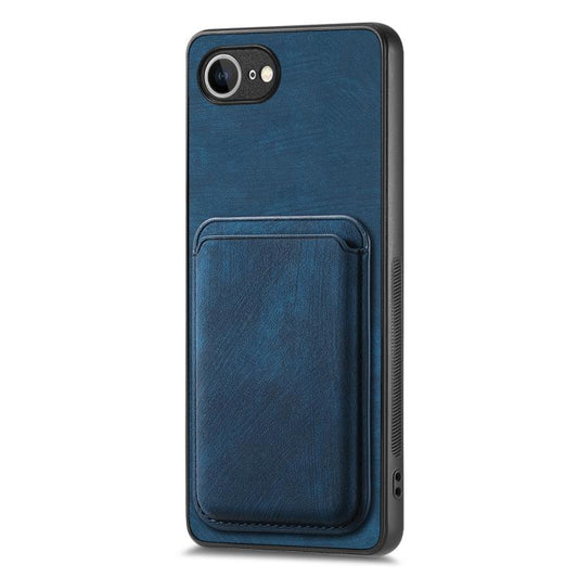 For iPhone 16e Retro Leather Card Bag Magnetic Phone Case(Blue) by bashfashion