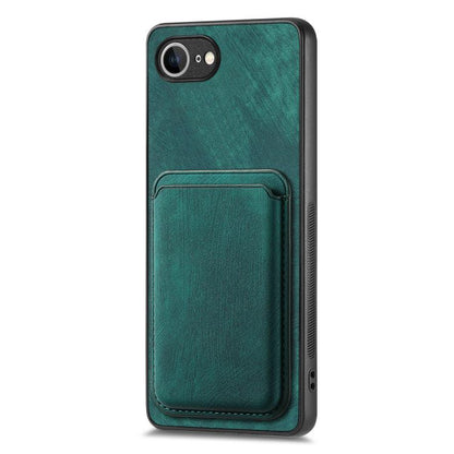 For iPhone 16e Retro Leather Card Bag Magnetic Phone Case(Green) by bashfashion