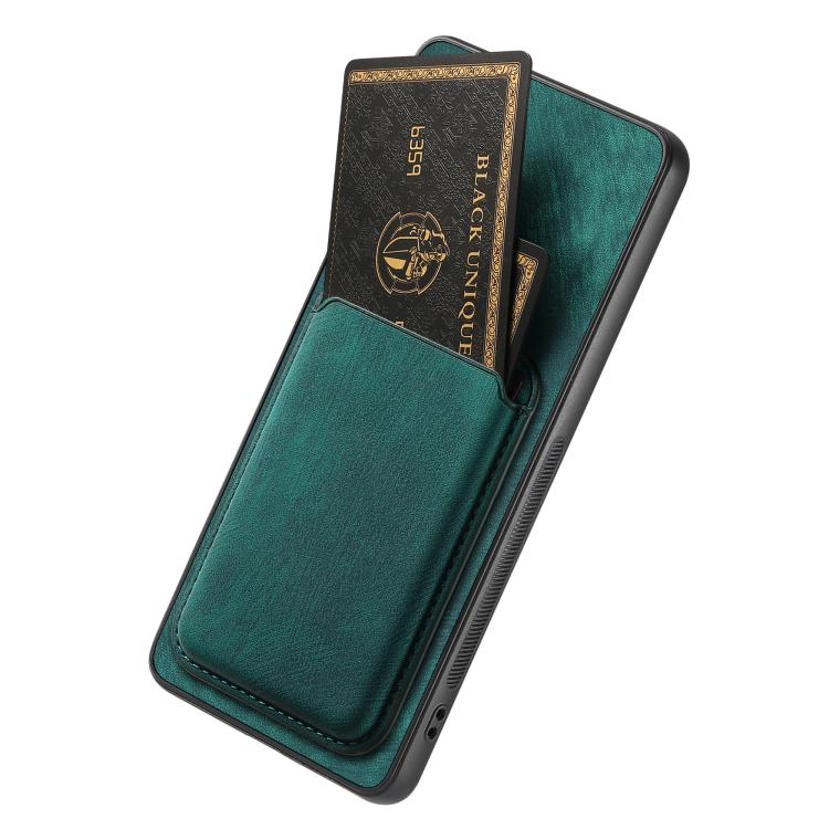 For iPhone 16e Retro Leather Card Bag Magnetic Phone Case(Green) by bashfashion