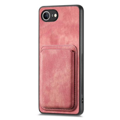 For iPhone 16e Retro Leather Card Bag Magnetic Phone Case(Pink) by bashfashion