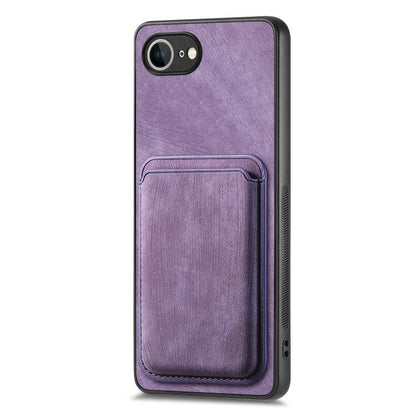 For iPhone 16e Retro Leather Card Bag Magnetic Phone Case(Purple) by bashfashion