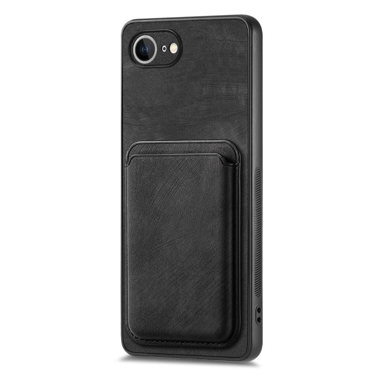 For iPhone 16e Retro Leather Card Bag Magnetic Phone Case(Black) by bashfashion