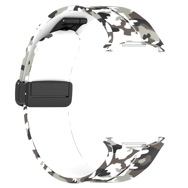 For Samsung Galaxy Watch Ultra 47mm Magnetic Folding Buckle Silicone Watch Band(Camouflage White) by bashfashion