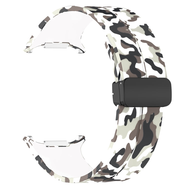 For Samsung Galaxy Watch Ultra 47mm Magnetic Folding Buckle Silicone Watch Band(Camouflage White) by bashfashion