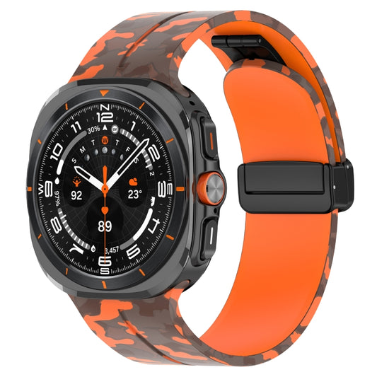 For Samsung Galaxy Watch Ultra 47mm Magnetic Folding Buckle Silicone Watch Band(Camouflage Orange) by bashfashion