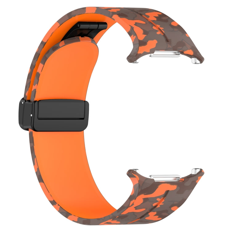 For Samsung Galaxy Watch Ultra 47mm Magnetic Folding Buckle Silicone Watch Band(Camouflage Orange) by bashfashion