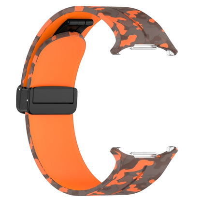 For Samsung Galaxy Watch Ultra 47mm Magnetic Folding Buckle Silicone Watch Band(Camouflage Orange) by bashfashion