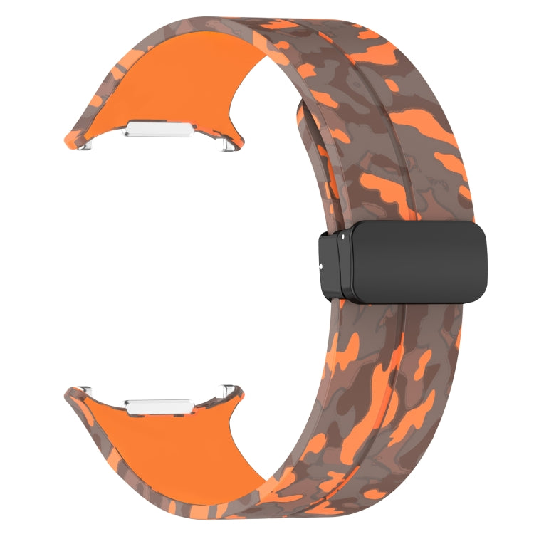 For Samsung Galaxy Watch Ultra 47mm Magnetic Folding Buckle Silicone Watch Band(Camouflage Orange) by bashfashion