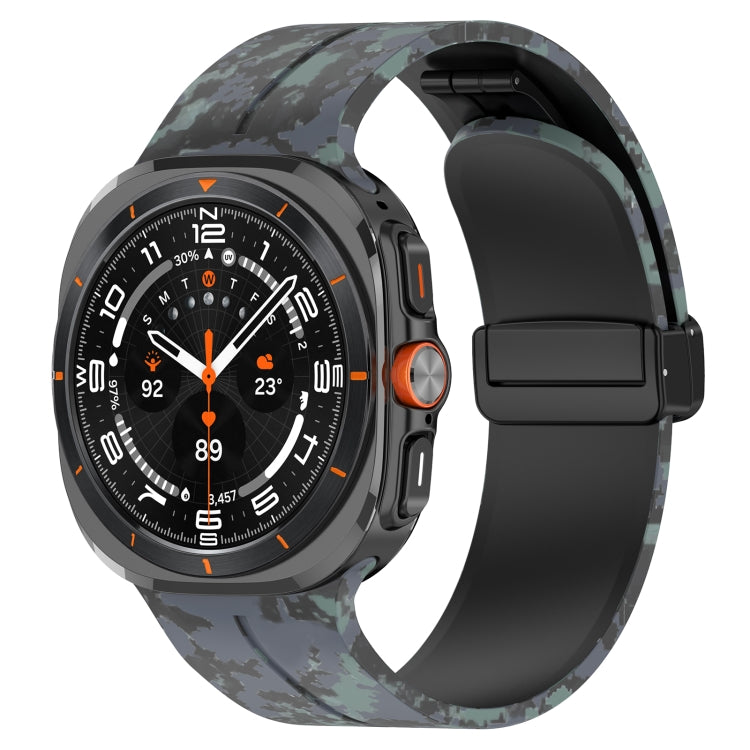 For Samsung Galaxy Watch Ultra 47mm Magnetic Folding Buckle Silicone Watch Band(Camouflage Black) by bashfashion