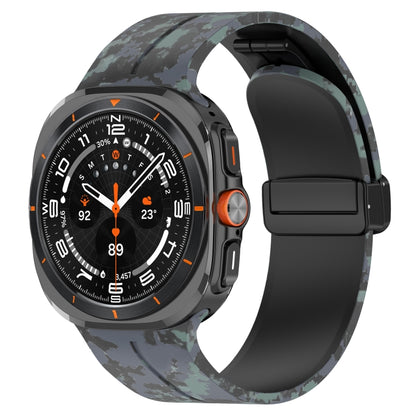 For Samsung Galaxy Watch Ultra 47mm Magnetic Folding Buckle Silicone Watch Band(Camouflage Black) by bashfashion